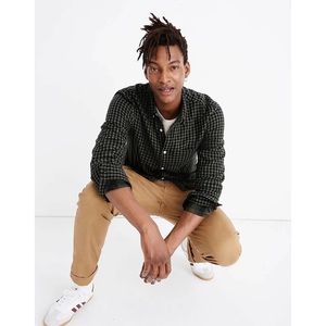 Madewell Flannel Shirt Mens Size L Double Weave Button Down Green Gingham Check